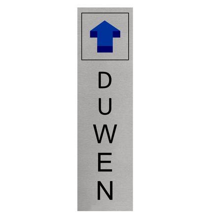 Staand aluminium deurbordje duwen 165 x 45 mm - per 1 stuk