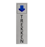 Staand aluminium deurbordje trekken 165 x 45 mm - per 1 stuk