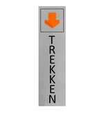 Staand aluminium deurbordje trekken 165 x 45 mm - per 1 stuk