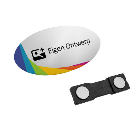 Aluminium naambadge 70x37mm met eigen ontwerp in onderdruk - per stuk