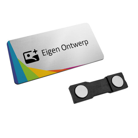 Aluminium naambadge 75x40mm met eigen ontwerp in onderdruk - per stuk