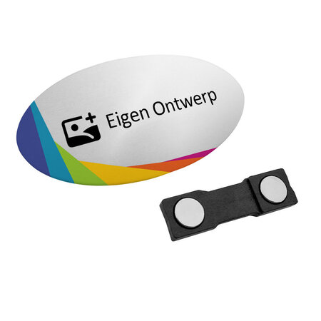 Aluminium naambadge 80x45mm met eigen ontwerp in onderdruk - per stuk