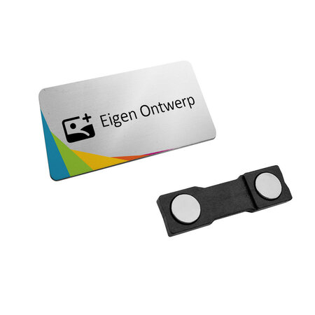 Aluminium naambadge 60x30mm met eigen ontwerp in onderdruk - per stuk