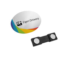 Aluminium naambadge 55x40mm bedrukt - per stuk