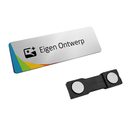 Aluminium naambadge 75x25mm met eigen ontwerp in onderdruk - per stuk