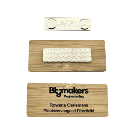 CombiCraft Bamboe naambadge 72x30mm met naam en logo - per stuk