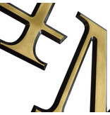 Messing gesatineerde letters met gebruineerde contourranden voor aan de muur - per stuk