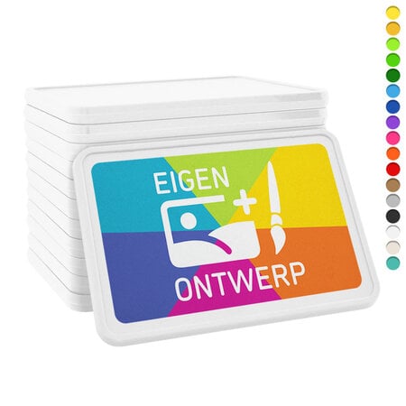 CombiCraft Witte plastic rechthoek munten 50 x 35 mm met jouw eigen ontwerp - per 100 stuks