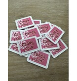 Witte plastic rechthoek munten 50 x 35 mm met jouw eigen ontwerp - per 100 stuks