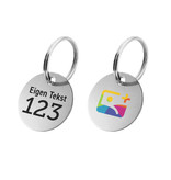 Sleutellabel aluminium met nummer, tekst en logo in onderdruk tweezijdig - per stuk