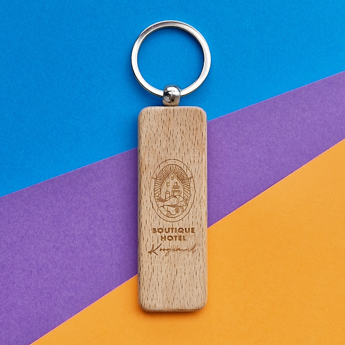 Overview houten sleutelhanger met gravering