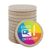 Bedrukte munten hout Ø29mm - 100 stuks