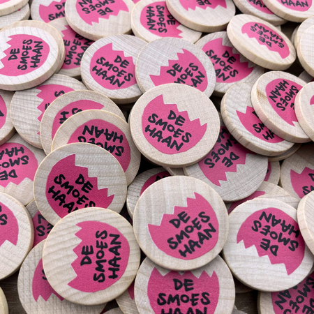 Houten munten Ø29mm met jouw eigen ontwerp - per 100 stuks