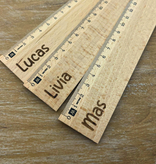Houten liniaal 30cm gegraveerd met naam - per stuk