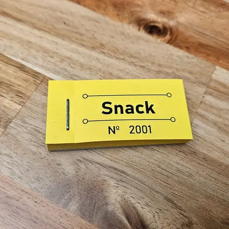 Consumptiebon snack in geel 50x30mm - per 50 bonnen