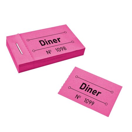 Consumptiebon diner in fuchsia 50x30mm - per 50 bonnen