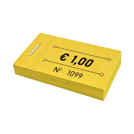 Consumptiebonnen in boekjes € 1,00 geel 50x30mm - per 50 bonnen