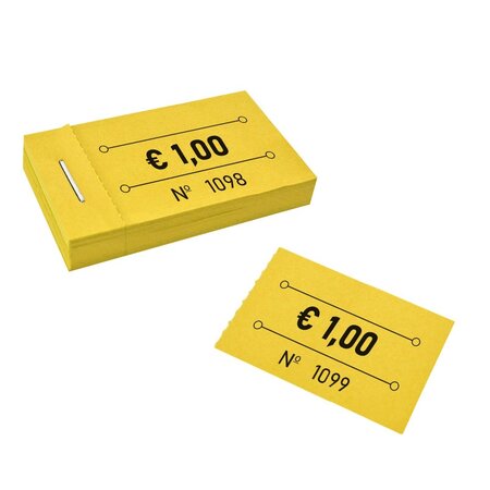 Consumptiebonnen in boekjes € 1,00 geel 50x30mm - per 50 bonnen