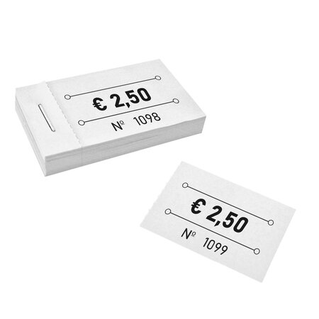 Consumptiebonnen in boekjes € 2,50 wit 50x30mm - per 50 bonnen