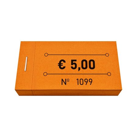 Consumptiebonnen in boekjes € 5,00 oranje 50x30mm - per 50 bonnen