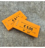Consumptiebonnen in boekjes € 5,00 oranje 50x30mm - per 50 bonnen