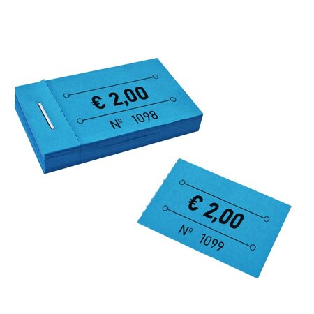 Consumptiebonnen in boekjes € 2,00 blauw 50x30mm - per 50 bonnen