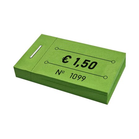 Consumptiebonnen in boekjes € 1,50 groen 50x30mm - per 50 bonnen