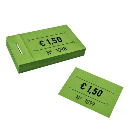 Consumptiebonnen in boekjes € 1,50 groen 50x30mm - per 50 bonnen