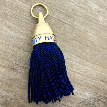 CombiCraft Philadelphia hotelsleutelhanger Messing 140mm met kwast