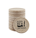 Houtvezel winkelwagenmunten €1,00 bedrukken met eigen ontwerp - per 100 stuks