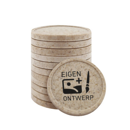 CombiCraft Houtvezel winkelwagenmunten €1,00 bedrukken met eigen ontwerp - per 100 stuks