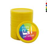 Plastic winkelwagenmunten € 1 bedrukken met eigen ontwerp - per 100 stuks