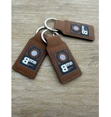 Leren sleutelhanger rechthoek met logo in bruin 33x70mm - per 1 stuk