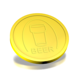Plastic reliëfmunten met bierglas en tekst beer Ø29mm - per 250 stuks