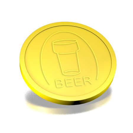 Plastic reliëfmunten met bierglas en tekst beer Ø29mm - per 250 stuks