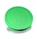 Plastic reliëfmunten met bierglas en tekst beer Ø29mm - per 250 stuks