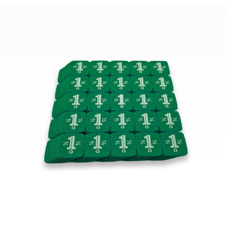 Breekmunten van gerecycled plastic met 25 munten per matje - per 1000 stuks