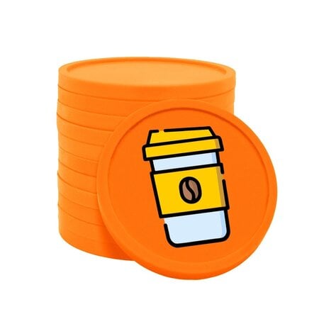 Gekleurde koffie to go consumptiemunten Ø29mm - per 100 stuks