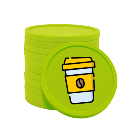 Gekleurde koffie to go consumptiemunten Ø29mm - per 100 stuks