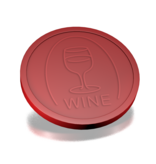 Plastic reliëfmunten met wijnglas en tekst wine Ø29mm - per 250 stuks
