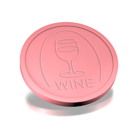 CombiCraft Plastic reliëfmunten met wijnglas en tekst wine Ø29mm - per 250 stuks