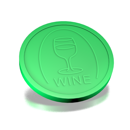 CombiCraft Plastic reliëfmunten met wijnglas en tekst wine Ø29mm - per 250 stuks