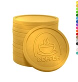 Plastic reliëfmunten met kop koffie en tekst coffee Ø29mm - per 250 stuks
