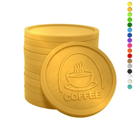 Plastic reliëfmunten met kop koffie en tekst coffee Ø29mm - per 250 stuks