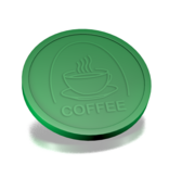 Plastic reliëfmunten met kop koffie en tekst coffee Ø29mm - per 250 stuks