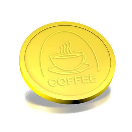 Plastic reliëfmunten met kop koffie en tekst coffee Ø29mm - per 250 stuks