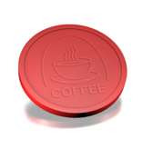 Plastic reliëfmunten met kop koffie en tekst coffee Ø29mm - per 250 stuks