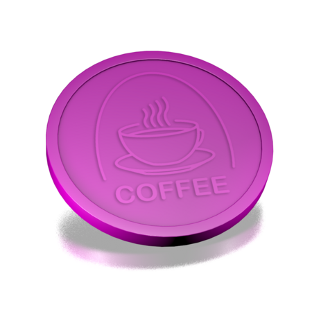 Plastic reliëfmunten met kop koffie en tekst coffee Ø29mm - per 250 stuks
