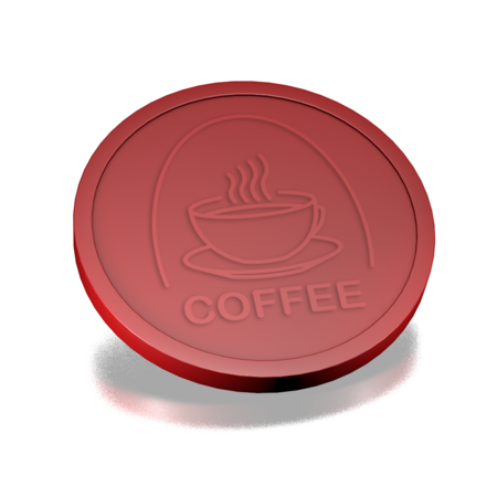 Plastic reliëfmunten met kop koffie en tekst coffee Ø29mm - per 250 stuks