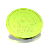 Plastic reliëfmunten met kop koffie en tekst coffee Ø29mm - per 250 stuks